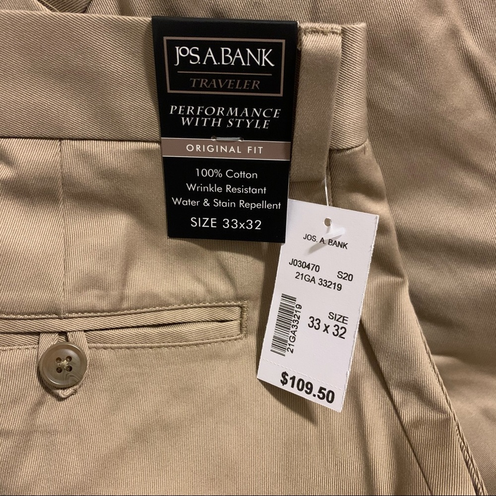NWT Jos. A. Bank Traveler Khaki Dress Pant, 33x32